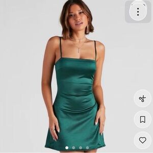Beginning Boutique Emerald Green Satin Slip Dress